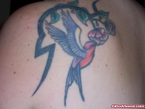 Bird Tattoo On Flower