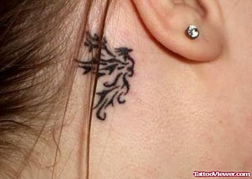 Simple Bird Tattoo On Ear Back