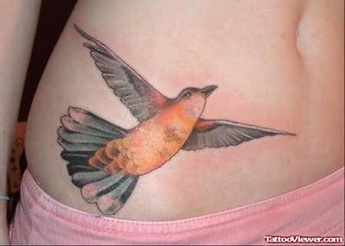 Trendy Bird Tattoo On Belly