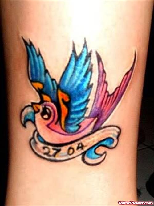 Stylish Bird Tattoo On Bicep