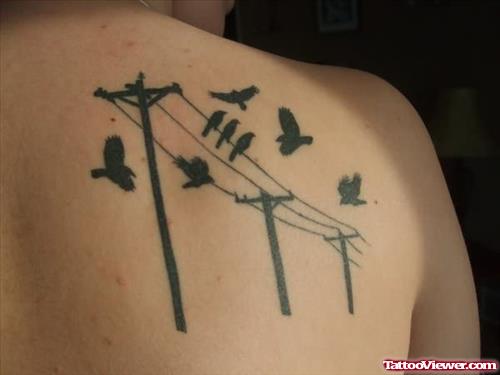 Birds Sittting On Electric Wires Tattoo