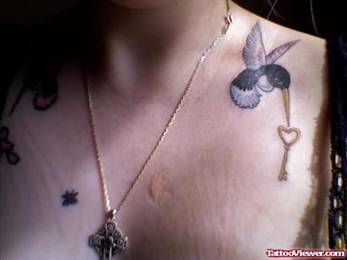 Cool Bird Tattoo With Key
