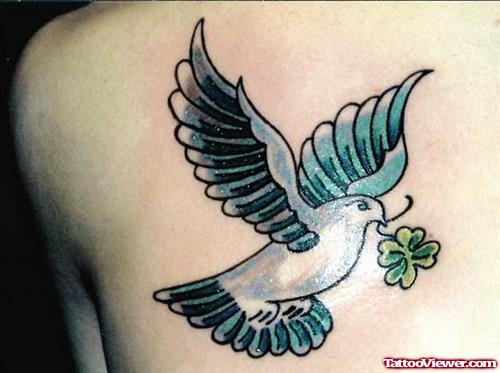 Green Bird Tattoo On Back