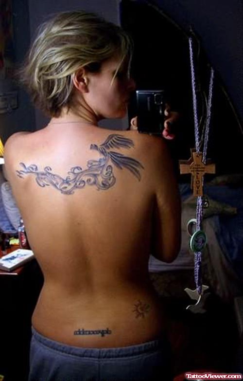 Bird Tattoo On Back For Women