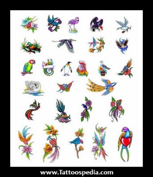 Awesome Color Birds Tattoo Designs