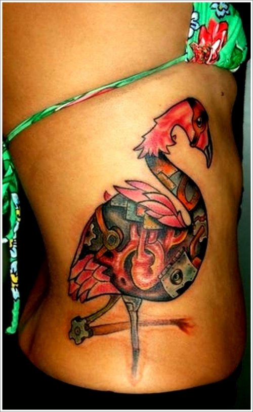 Swan Bird Tattoo on Side For Girls