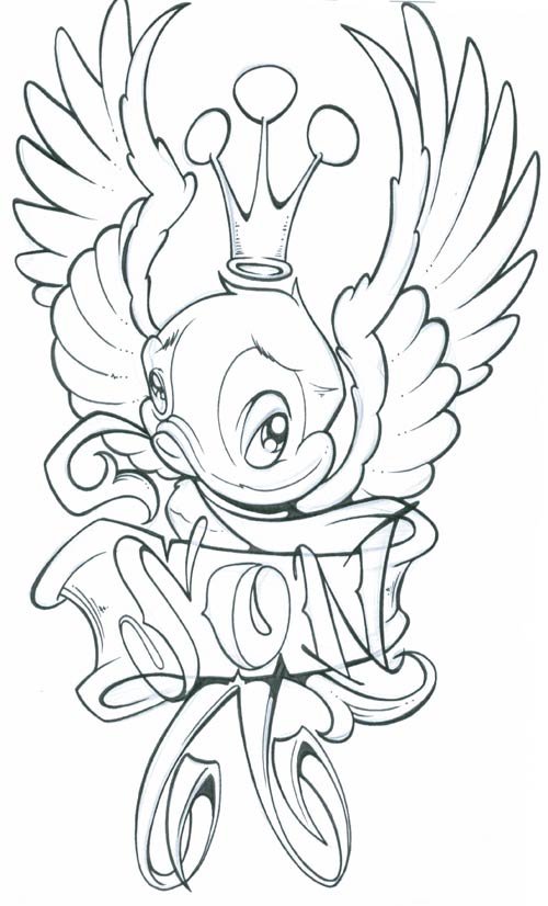 Crown Bird Tattoo Design