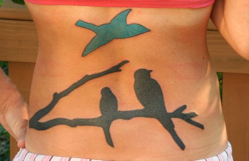 Blue and Black Birds Tattoo
