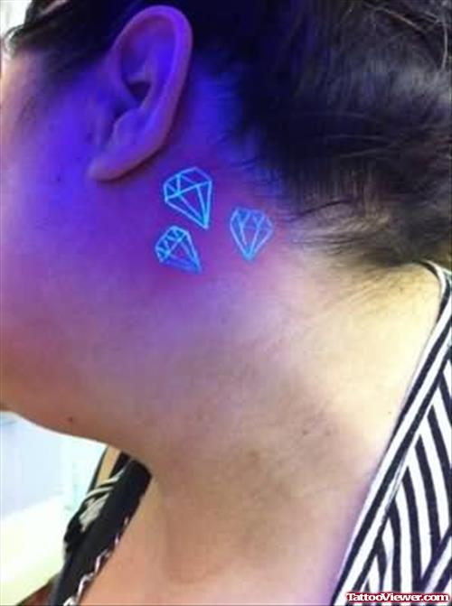 Diamond Black Light Tattoo On Neck