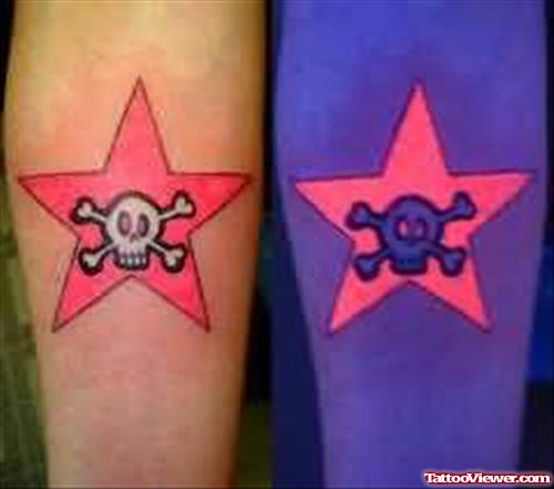 Skull & star Tattoo On Arm
