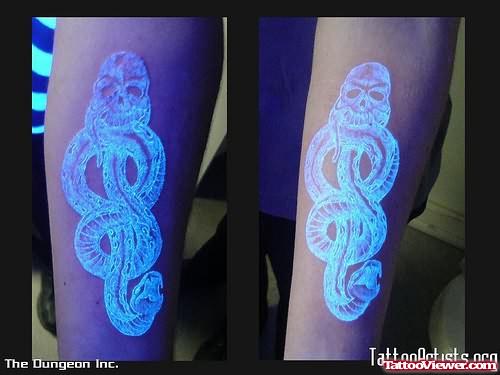 Snake White Ink Tattoo