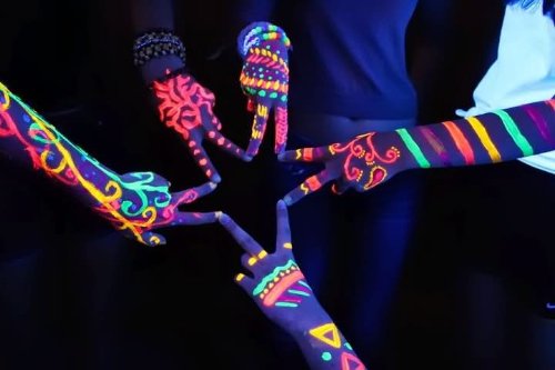 Awesome Color UV Light Tattoos On Hands