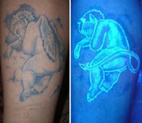 Angel And Devil Black Light Tattoo