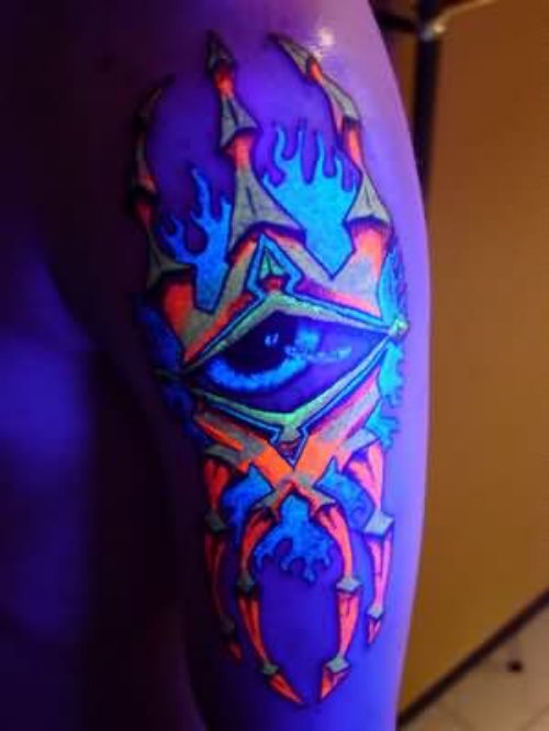 Unrealistic Fantasy Black Light Tattoo On Leg