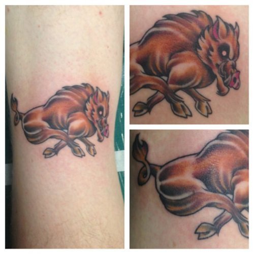 Color Ink Running Wild Boar Tattoo Image