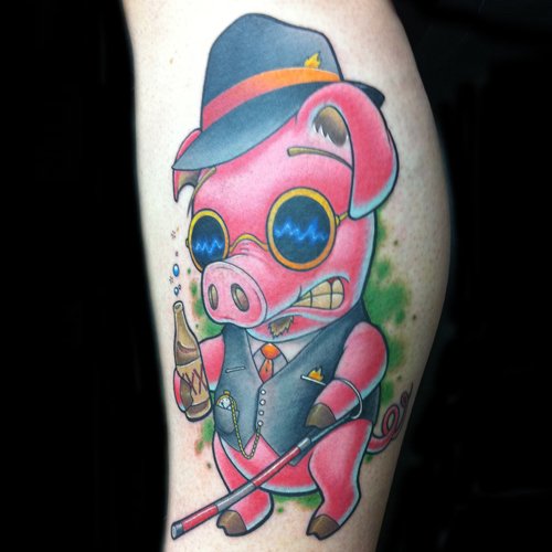 Color Ink Pig Tattoo Design