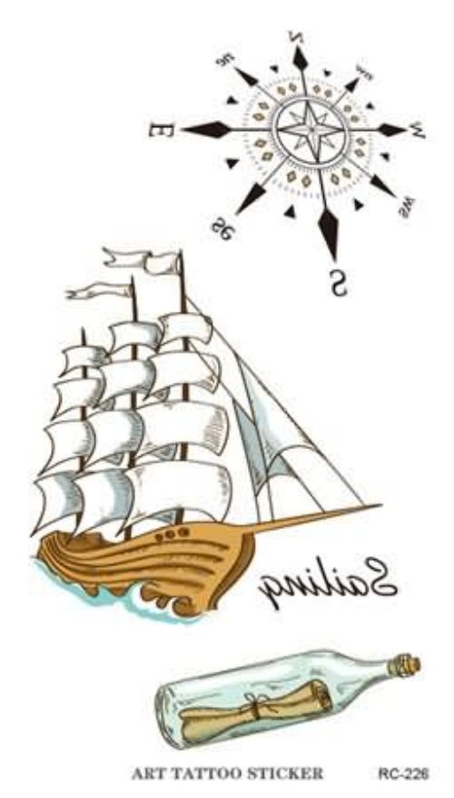 Ship And Bottle Tattoo Design