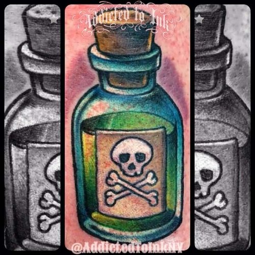 Color Ink Poison Bottle Tattoo