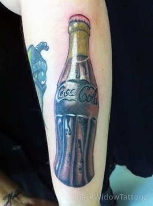 Coca Cola Bottle Tattoo On Leg