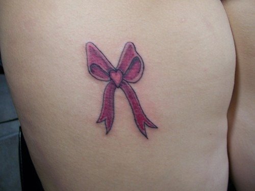 Cute Bow Tattoo On Side Rib