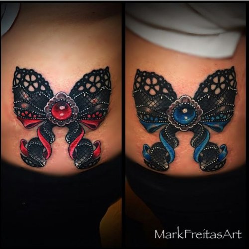 Lace Bow and Diamonds Tattoo Design Idea