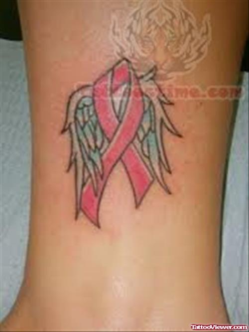 Winged Breast Cancer Ribbon Tattoo
