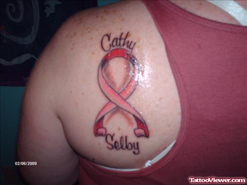 Breast Cancer Tattoo On Back Shoulder