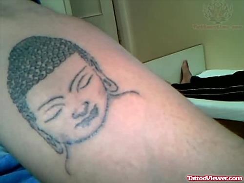 Budha Head Grey Ink Tattoo
