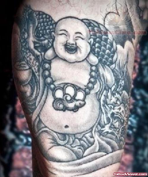 Grey Ink Buddha Tattoo