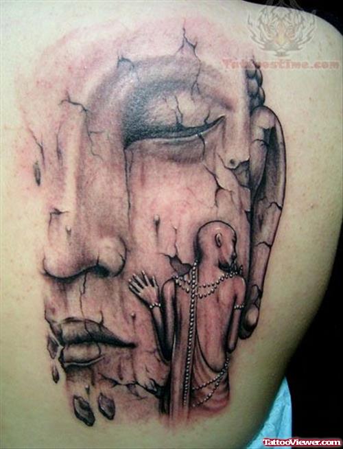 Buddha Picture Tattoo On Back