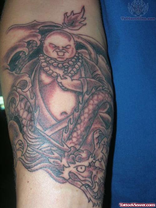 Dragon With Buddha Tattoo