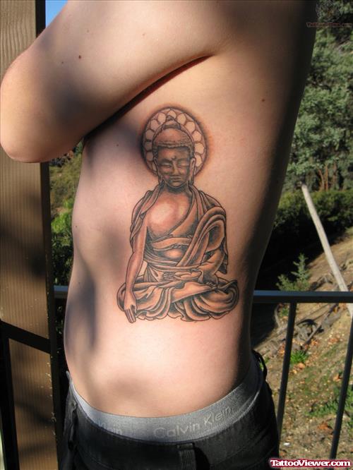 Buddha Tattoo On Side Rib