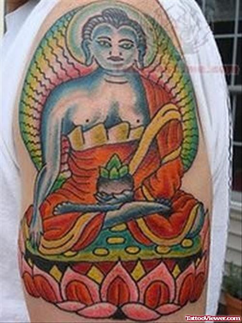 Elegant Buddhist Color Tattoo