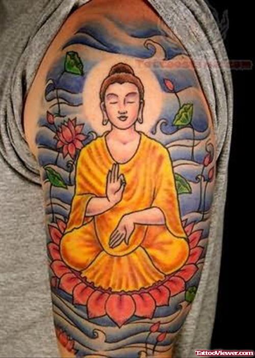 Religious Buddha In Yellow Dress