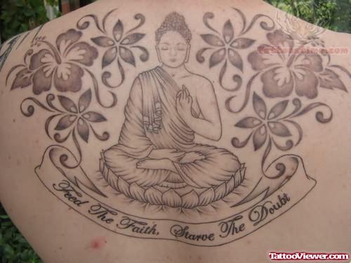 Large Buddhist Religious Tattoo On Back