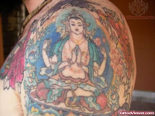 Buddhist Tattoo On Shoulder