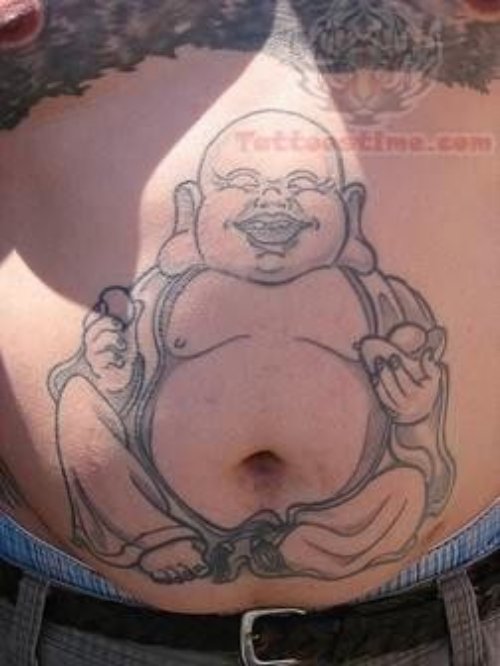 Terrific Buddhist Tattoo On Belly