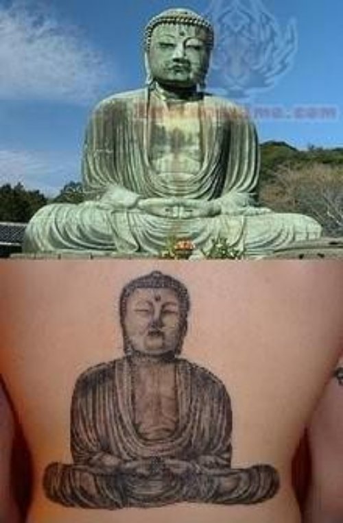Awesome Buddhist Statue Tattoo