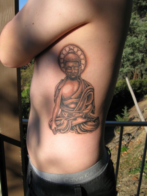 Left Side Rib Buddhist Tattoo