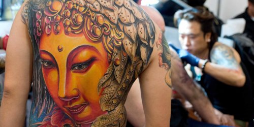 3D Buddhist Tattoo On Back