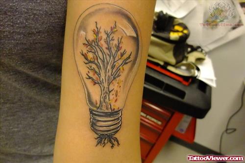 Light Bulb Tree Tattoo