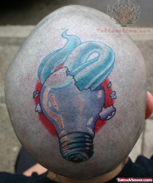 Broken Bulb Tattoo On Head