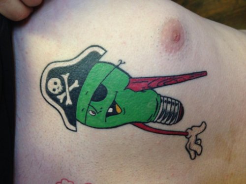 Pirate Bulb Tattoo On Chest
