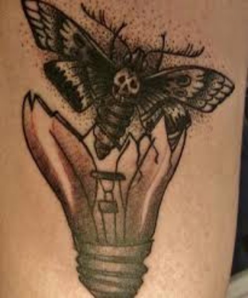 Butterfly Light Bulb Tattoo Design