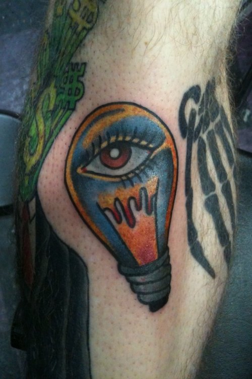 Nice Eye In Light Bulb Tattoo