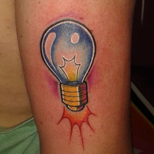 Amazing Colorful Light Bulb Tattoo