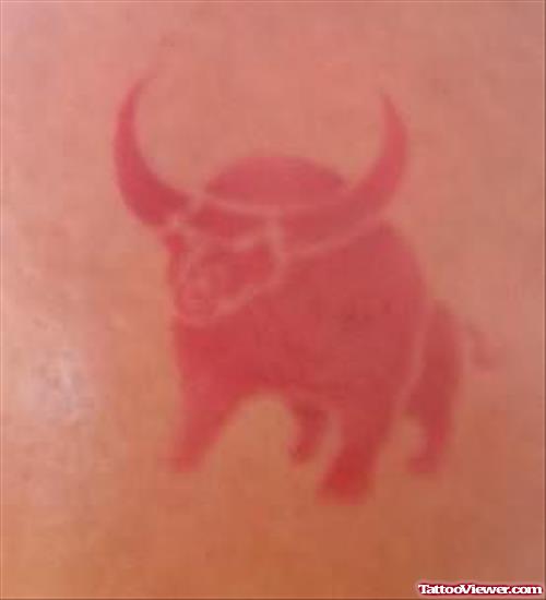 White Ink Bull Tattoo