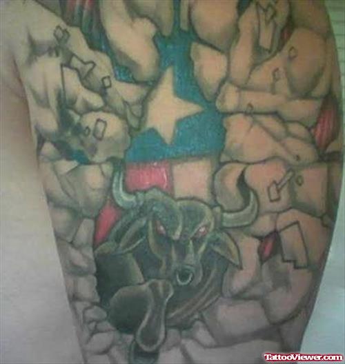 Colourful Bull Tattoo