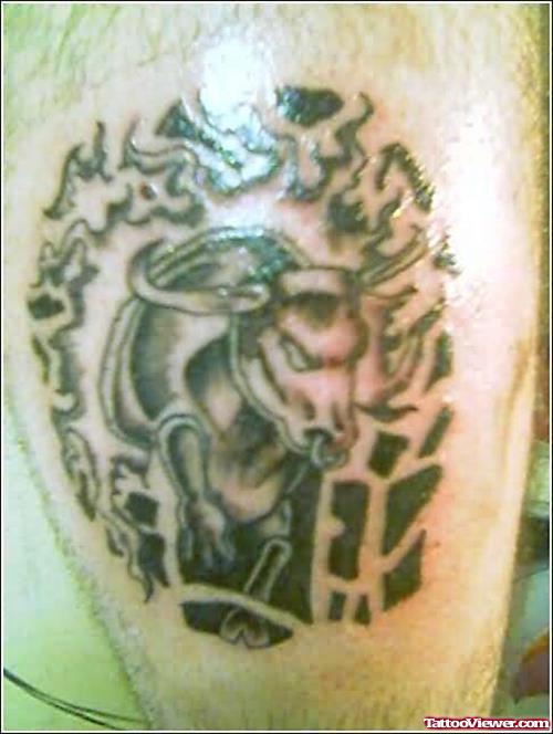 Bull Amazing Tattoo On Shoulder