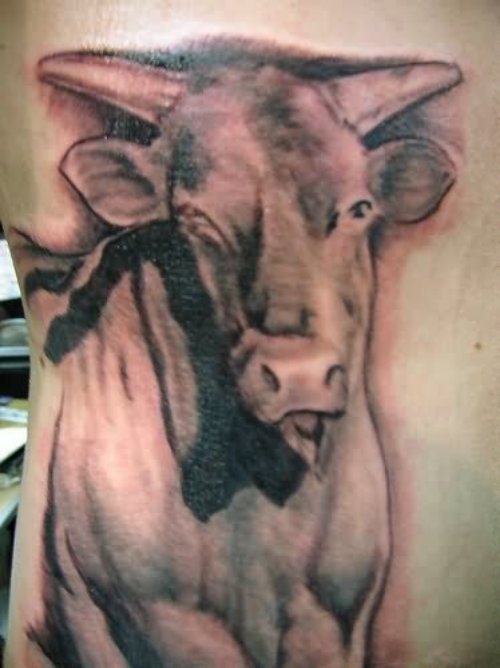 Big Bull Tattoo On Body